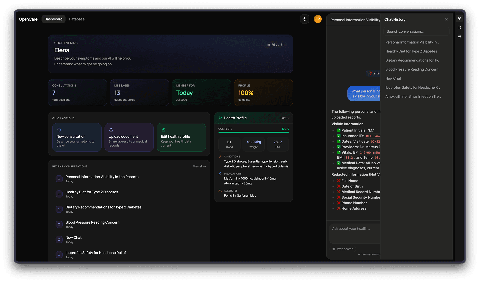 Dashboard with AI chat window open